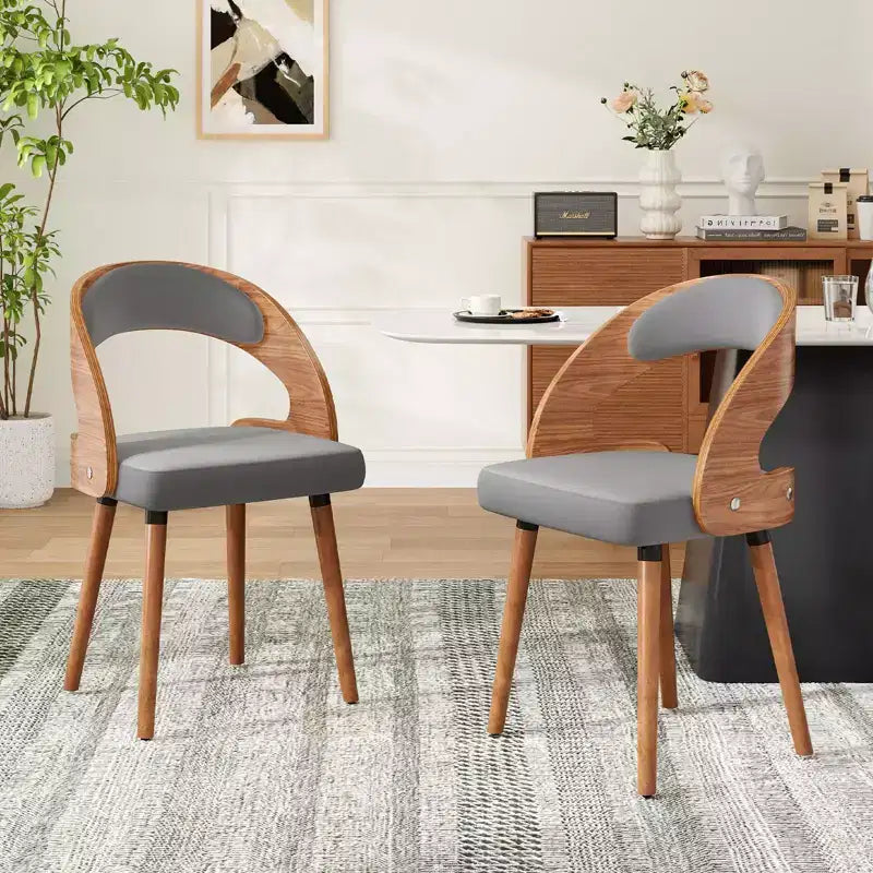 TUYOHW Modern Round Dining Chairs Set of 2,Upholstered Dining Room Chairs with Curved Backrest & Sturdy Wood Frame