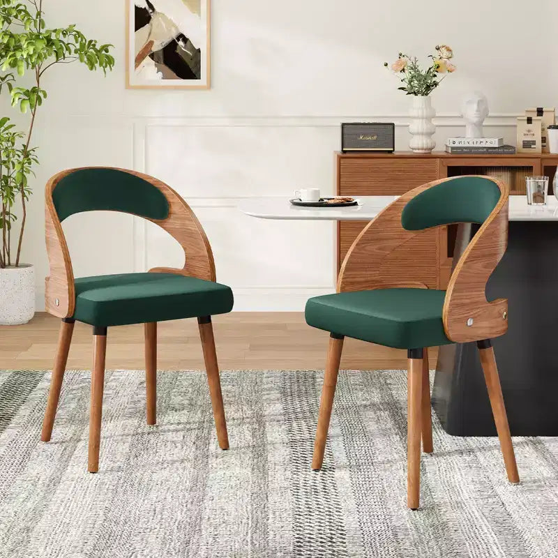 TUYOHW Modern Round Dining Chairs Set of 2,Upholstered Dining Room Chairs with Curved Backrest & Sturdy Wood Frame