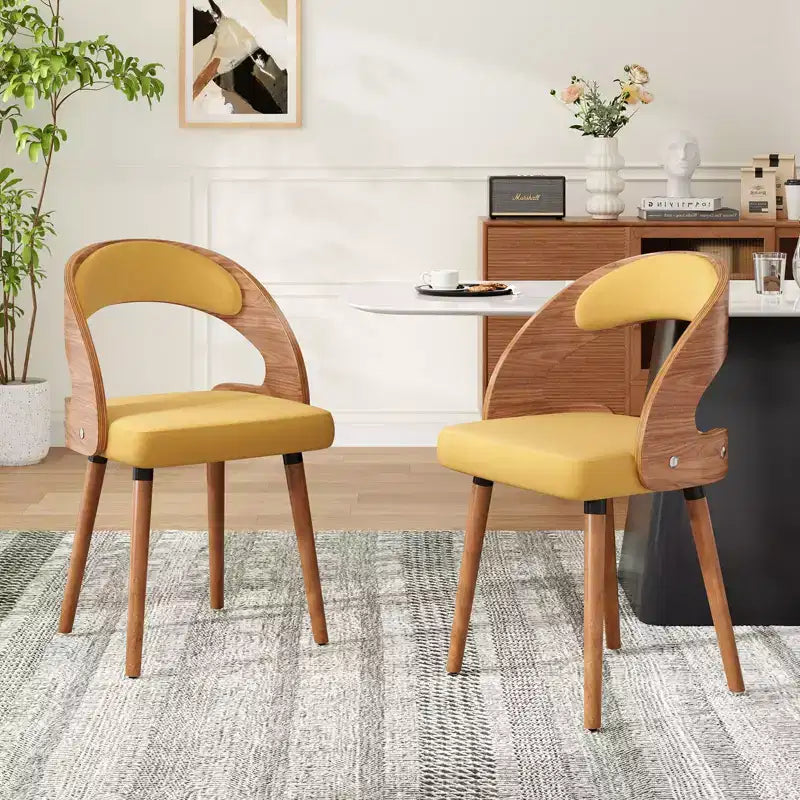 TUYOHW Modern Round Dining Chairs Set of 2,Upholstered Dining Room Chairs with Curved Backrest & Sturdy Wood Frame