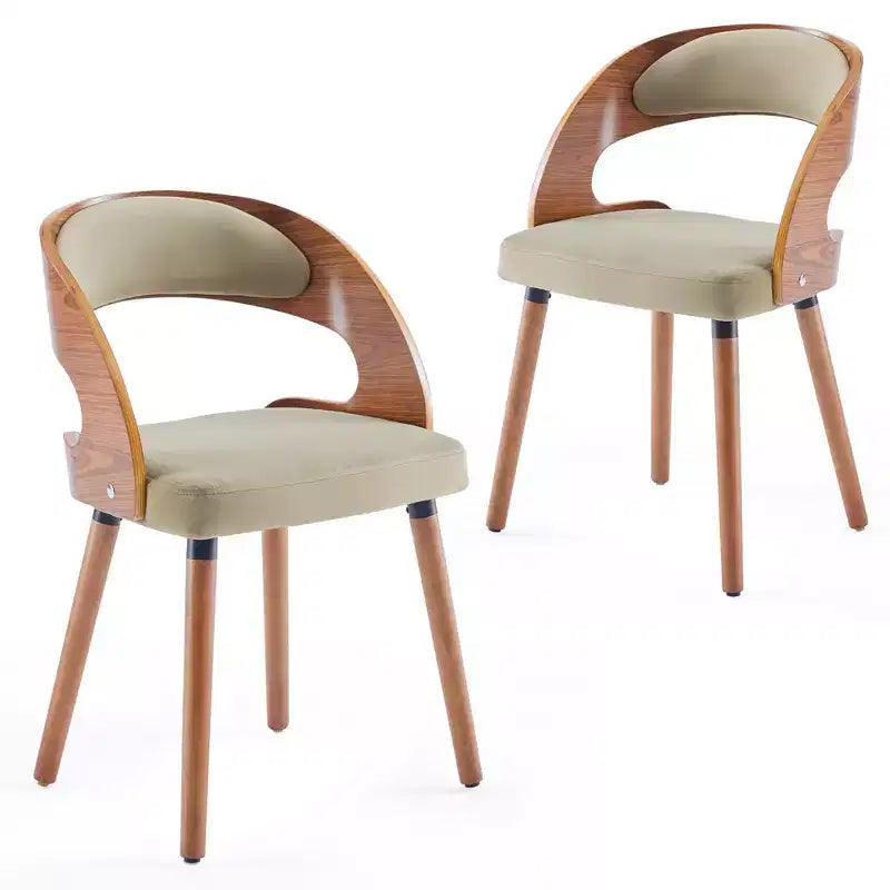 TUYOHW Modern Round Dining Chairs Set of 2,Upholstered Dining Room Chairs with Curved Backrest & Sturdy Wood Frame