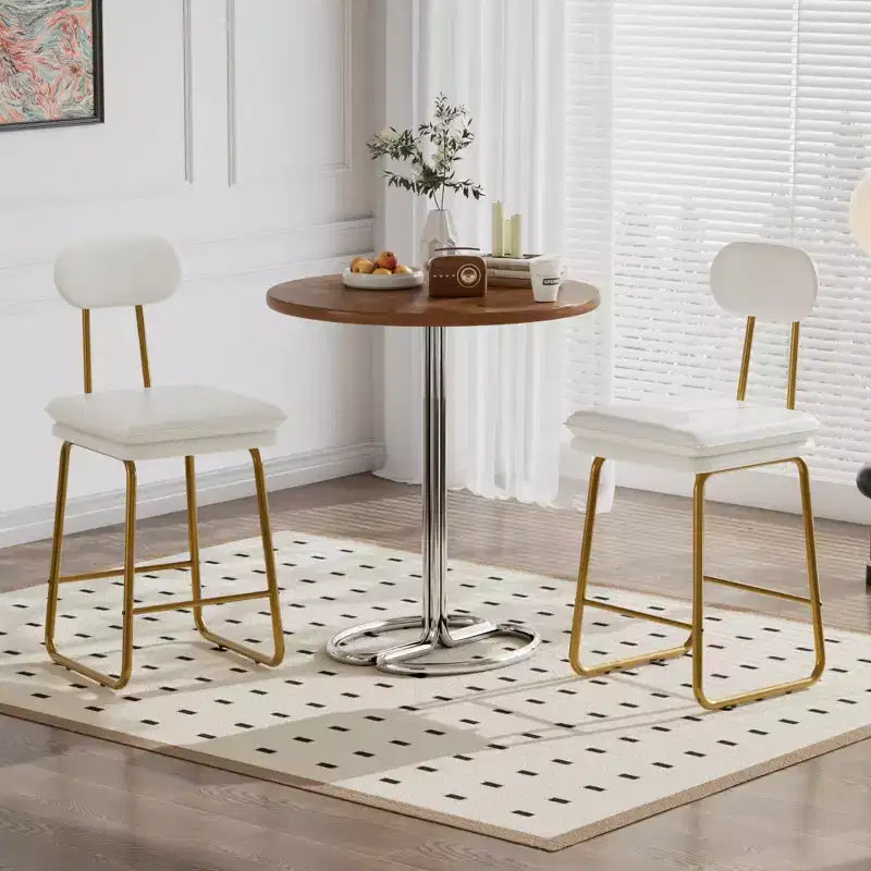 VECELO Faux Leather Bar Stools Set of 2, Upholstered Counter Height Barstools with Back and Metal Legs for Kitchen Island, Brown/White