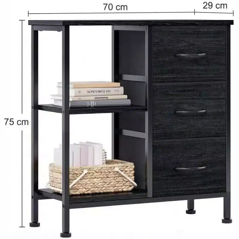 3 Drawer File Cabinet, Printer Stand with 2 Open Storage Shelves, Fabric Filing Cabinet Under Desk Office Organizer for Home Office