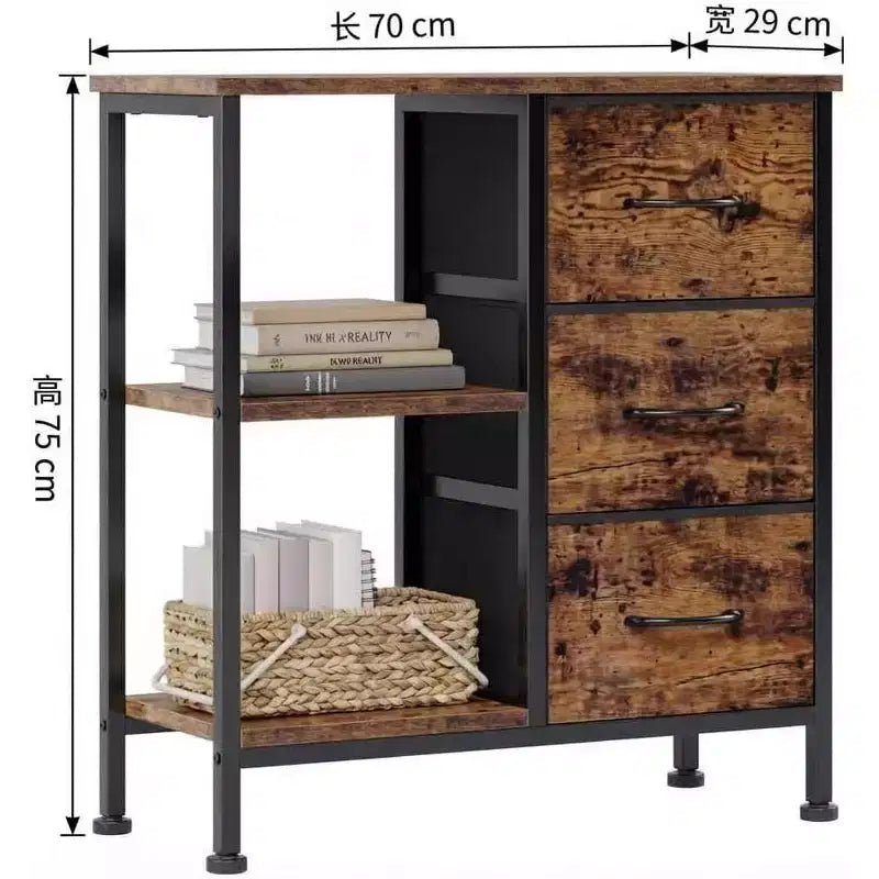 3 Drawer File Cabinet, Printer Stand with 2 Open Storage Shelves, Fabric Filing Cabinet Under Desk Office Organizer for Home Office
