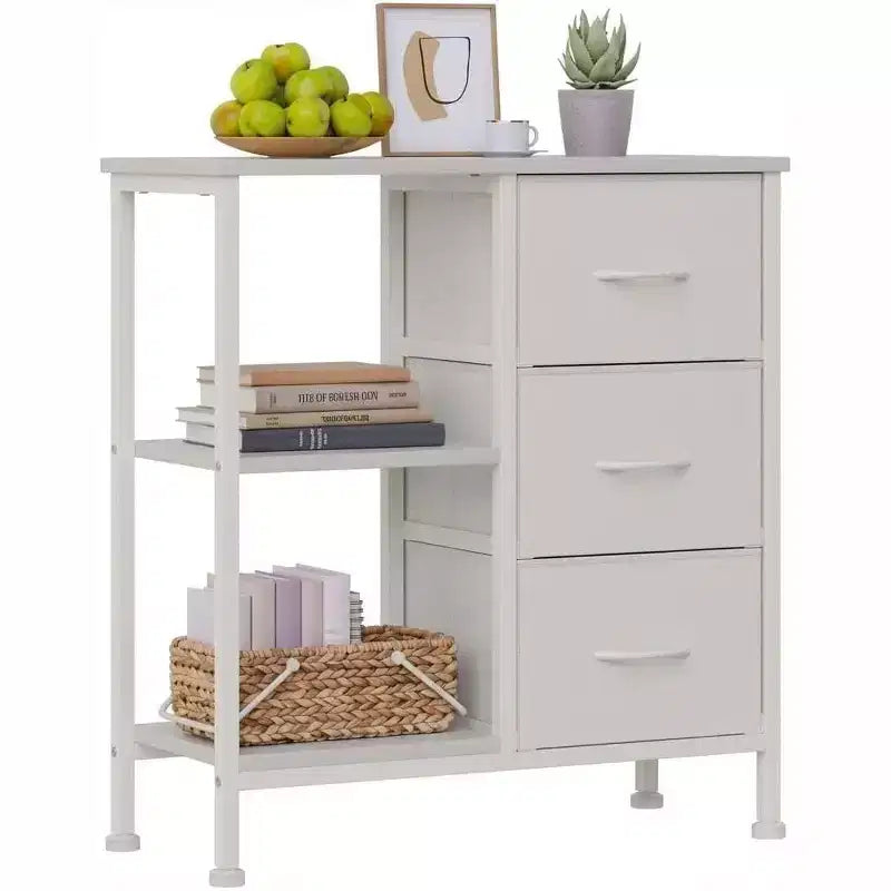 3 Drawer File Cabinet, Printer Stand with 2 Open Storage Shelves, Fabric Filing Cabinet Under Desk Office Organizer for Home Office