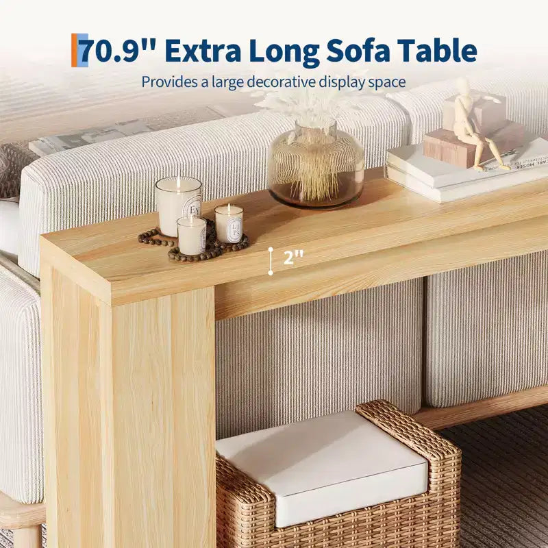 70.9inch Long Console Tables, Farmhouse Narrow Entryway Table - Rustic Wooden Sofa Table Behind Couch for Living Room Entrance Hallway Foyer