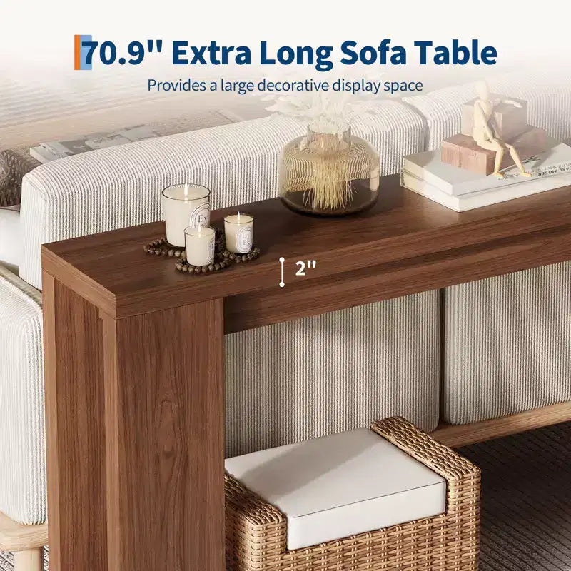 70.9inch Long Console Tables, Farmhouse Narrow Entryway Table - Rustic Wooden Sofa Table Behind Couch for Living Room Entrance Hallway Foyer
