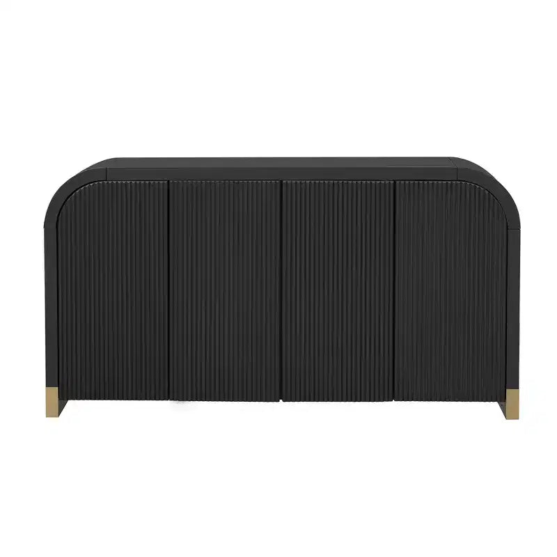 Contemporary Wavy Door Sideboard with Curved Corners and Adjustable Shelves, Storage Cabinet for Kitchen, Dining, Living Room, Bedroom