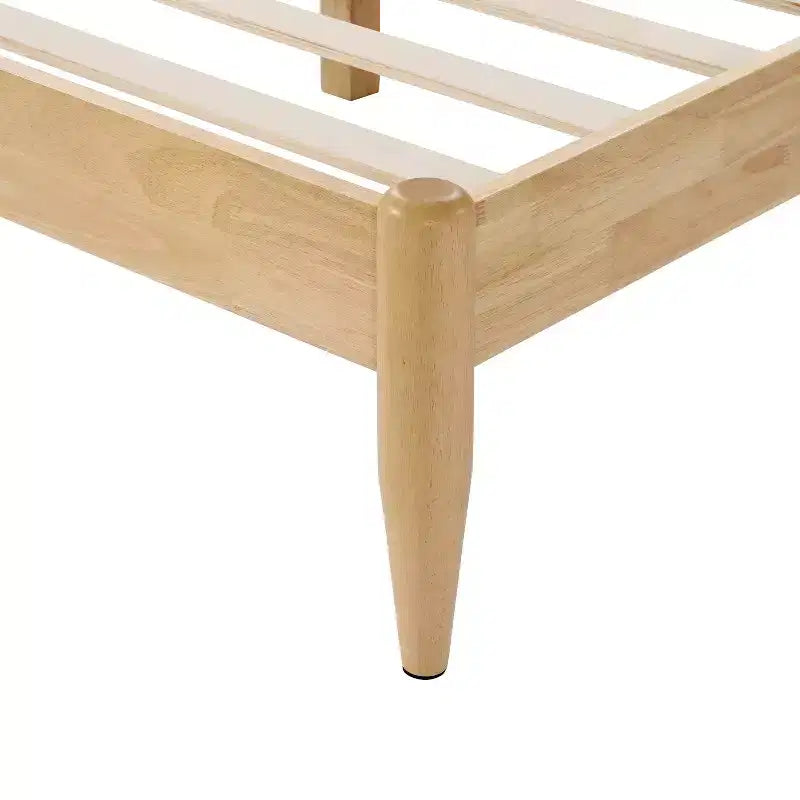 Queen/King Size Platform Bed Frame with Padded Upholstered Headboard, Fleece & Rubber wood Frame, Ivory & Natural - ModernLuxe