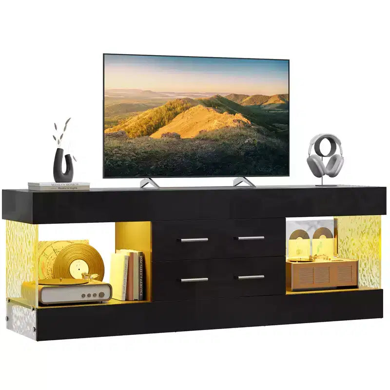 Bestier 22''Tall TV Stand with Storage Shelves & Drawers, 60''LED Gaming Entertainment Center Medium Console for 32/43/55/65 TV