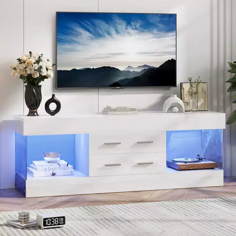 Bestier 22''Tall TV Stand with Storage Shelves & Drawers, 60''LED Gaming Entertainment Center Medium Console for 32/43/55/65 TV
