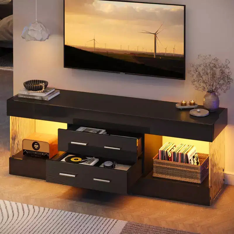 Bestier 22''Tall TV Stand with Storage Shelves & Drawers, 60''LED Gaming Entertainment Center Medium Console for 32/43/55/65 TV