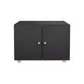 VIYET 23.6 Black Steel Double-Door Printer Cabinet, 360 Lockable Casters & Adjustable Shelves, Waterproof