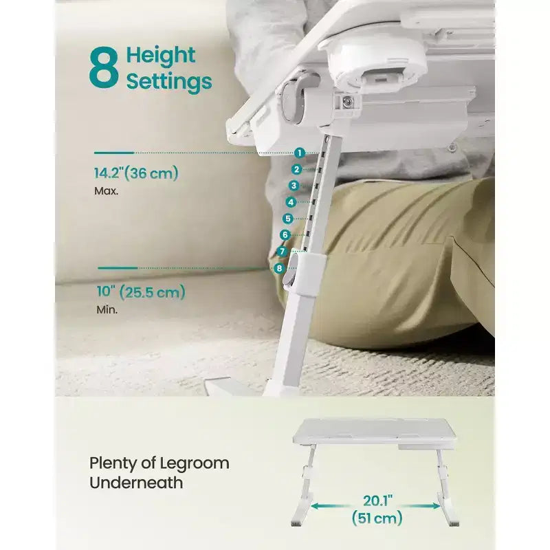 SONGMICS Bed Laptop Desk,Foldable Bed Desk for Laptop,15.7 x 22 Inches Large Desktop,120 Stepless Tilt,Adjustable Height,Cup Holder
