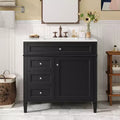 36 Single Sink Bathroom Vanity, Freestanding Vanity with 2 Drawers and 1 Tip-Out Drawer, Wood Bathroom Cabinet with Ceramic Basin Sink Top