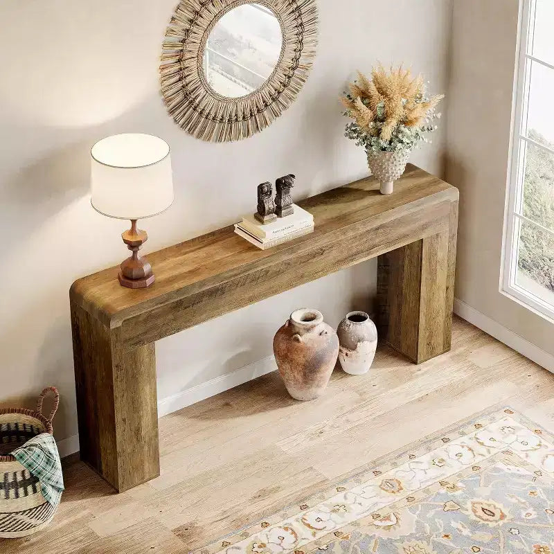 Lantine 70.9-Inch Extra Long Console Table, Rustic Wooden Sofa Table for Living Room, Entryway, Hallway, Foyer (Brown)