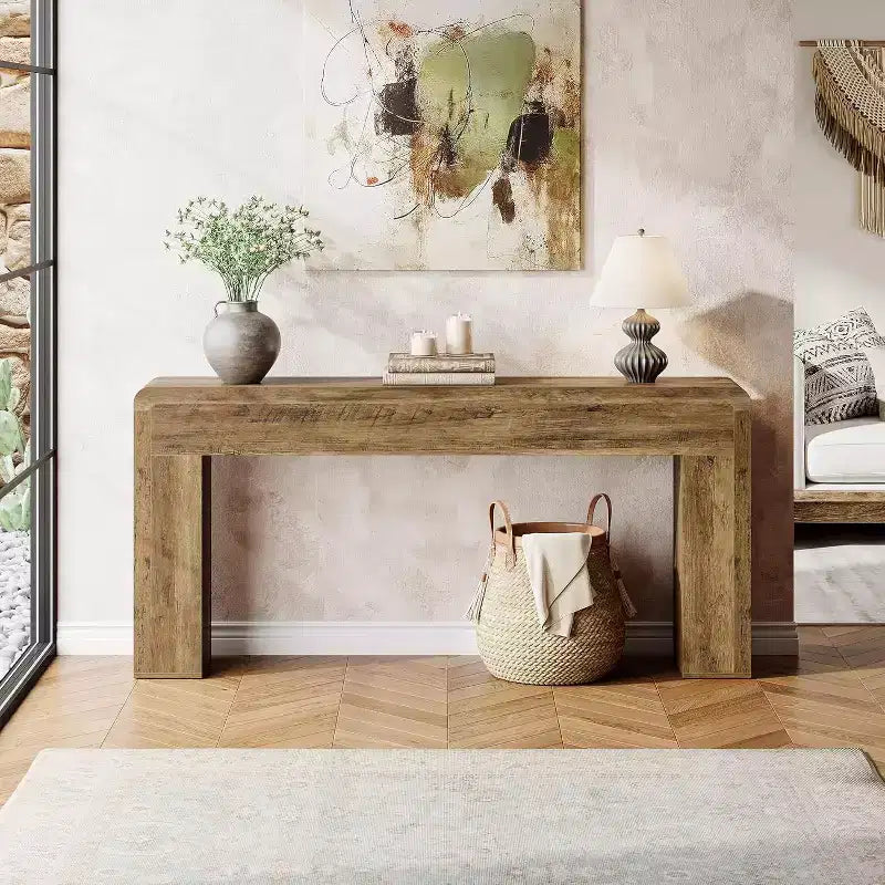 Lantine 70.9-Inch Extra Long Console Table, Rustic Wooden Sofa Table for Living Room, Entryway, Hallway, Foyer (Brown)