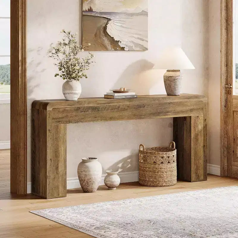 Lantine 70.9-Inch Extra Long Console Table, Rustic Wooden Sofa Table for Living Room, Entryway, Hallway, Foyer (Brown)