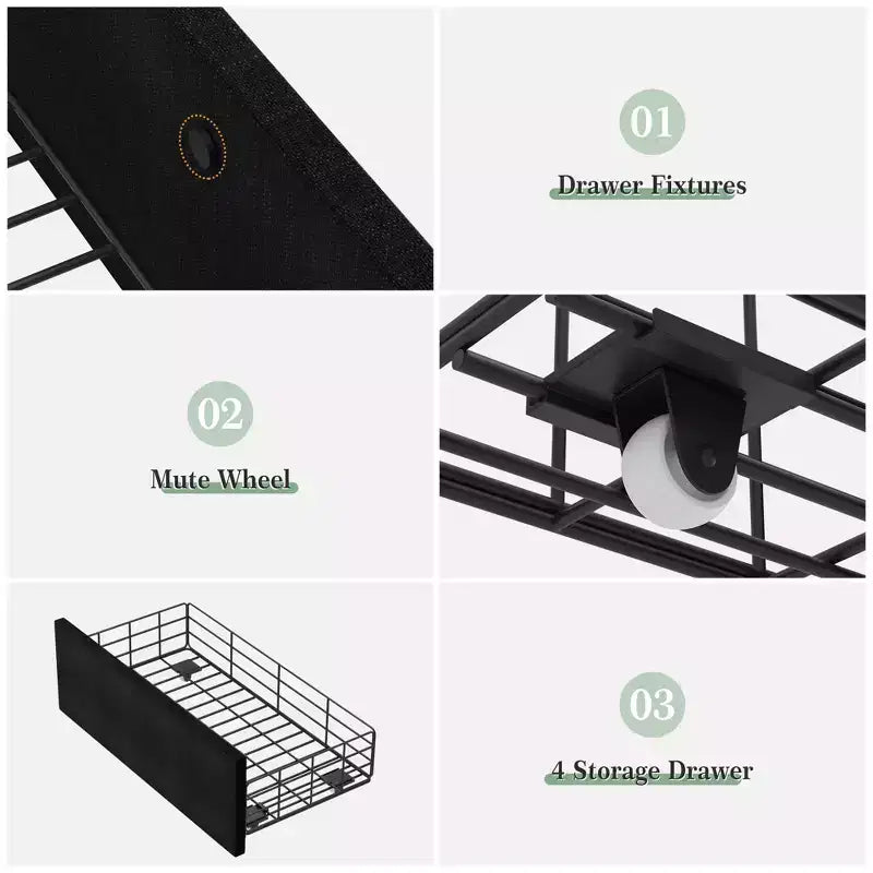 Full/Queen Size Bed Frame,Upholstered Platform Bed with Wingback Storage Headboard,Wooden Slats Support, No Box Spring Needed, Easy Assembly