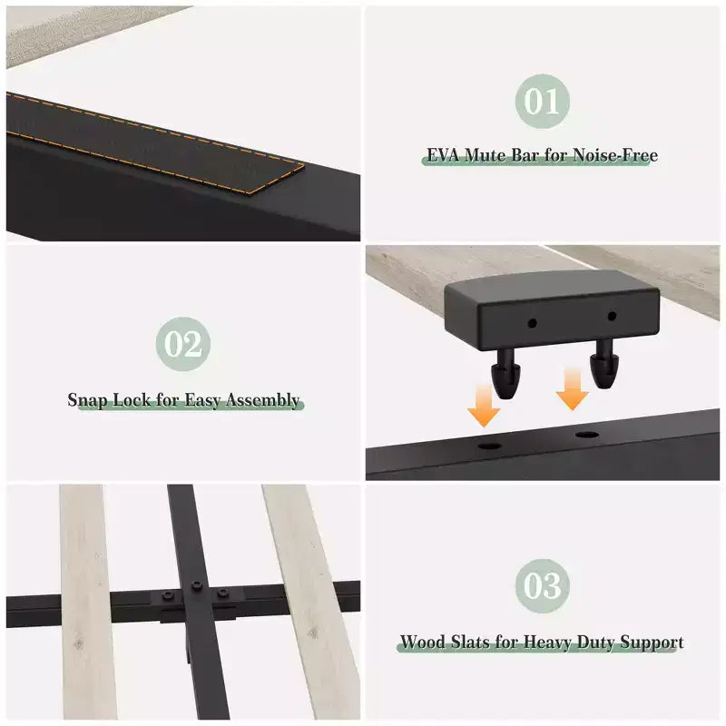 Full/Queen Size Bed Frame,Upholstered Platform Bed with Wingback Storage Headboard,Wooden Slats Support, No Box Spring Needed, Easy Assembly