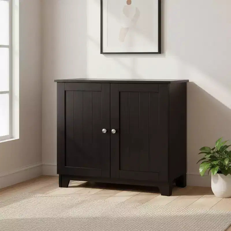 Redmon Contemporary Double Door Cabinet, Modern Wooden Furniture, Espresso