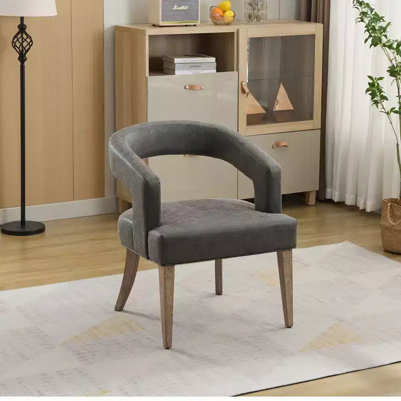 TUYOHW Accent Dining Chairs Set of 1 with Open Backrest & Armrests,Kitchen Chairs with Solid Wood Legs,Barrel Chairs for Living Room