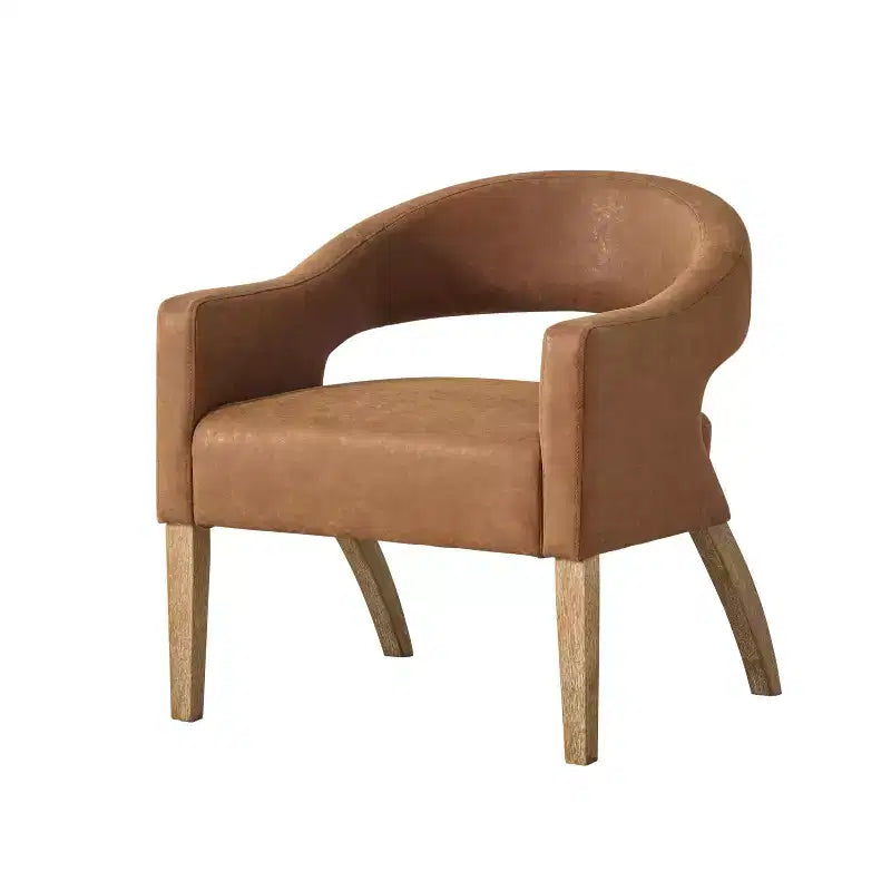 TUYOHW Accent Dining Chairs Set of 1 with Open Backrest & Armrests,Kitchen Chairs with Solid Wood Legs,Barrel Chairs for Living Room