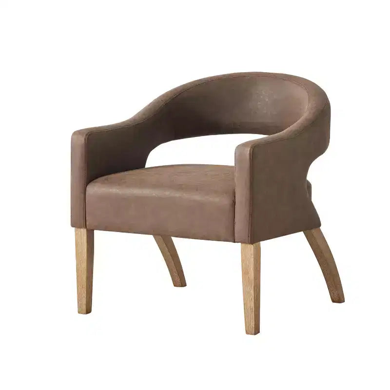 TUYOHW Accent Dining Chairs Set of 1 with Open Backrest & Armrests,Kitchen Chairs with Solid Wood Legs,Barrel Chairs for Living Room