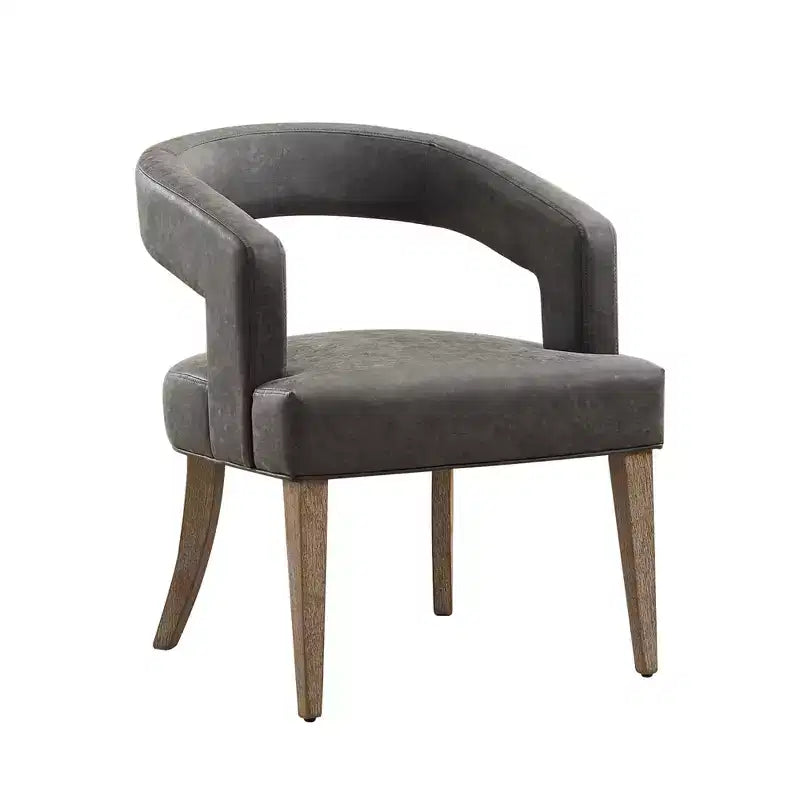 TUYOHW Accent Dining Chairs Set of 1 with Open Backrest & Armrests,Kitchen Chairs with Solid Wood Legs,Barrel Chairs for Living Room