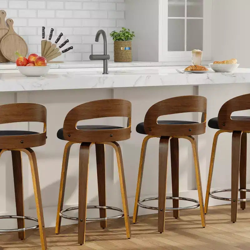 eLuxury Modern Upholstered Swivel Dining Chairs
