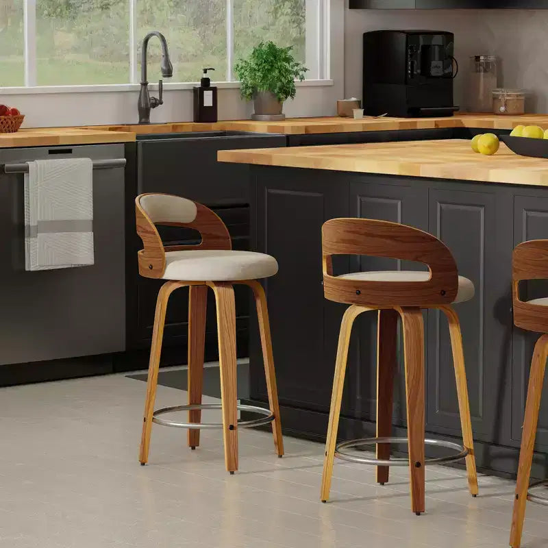 eLuxury Modern Upholstered Swivel Dining Chairs
