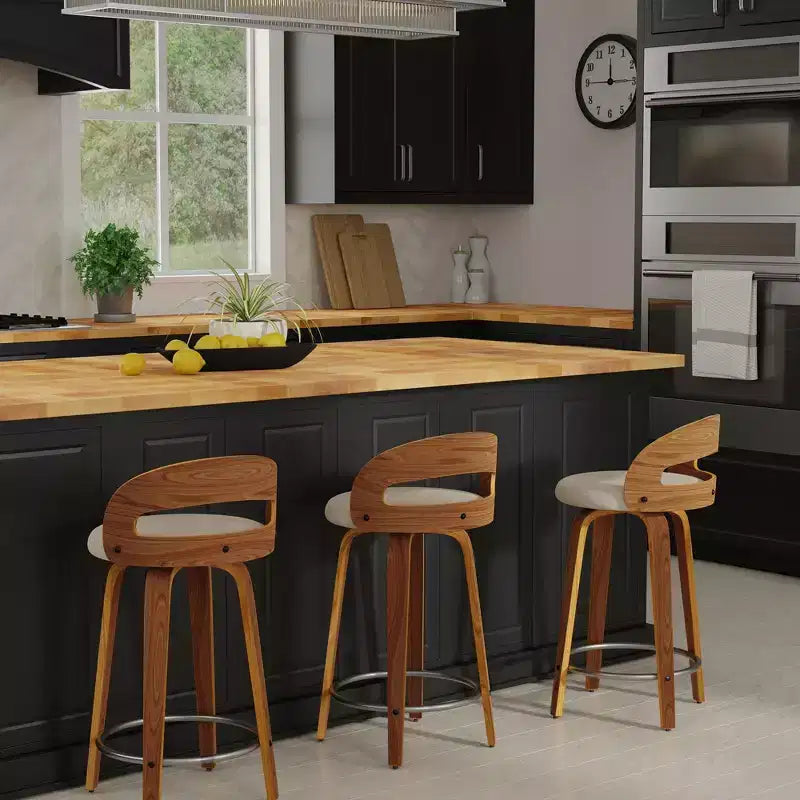 eLuxury Modern Upholstered Swivel Dining Chairs