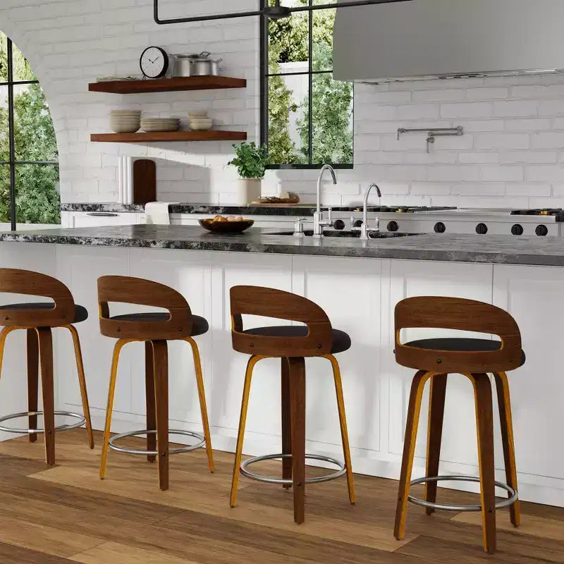 eLuxury Modern Upholstered Swivel Dining Chairs